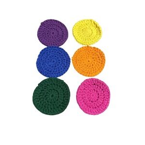 NEW set of 6 handmade round coasters crochet cotton